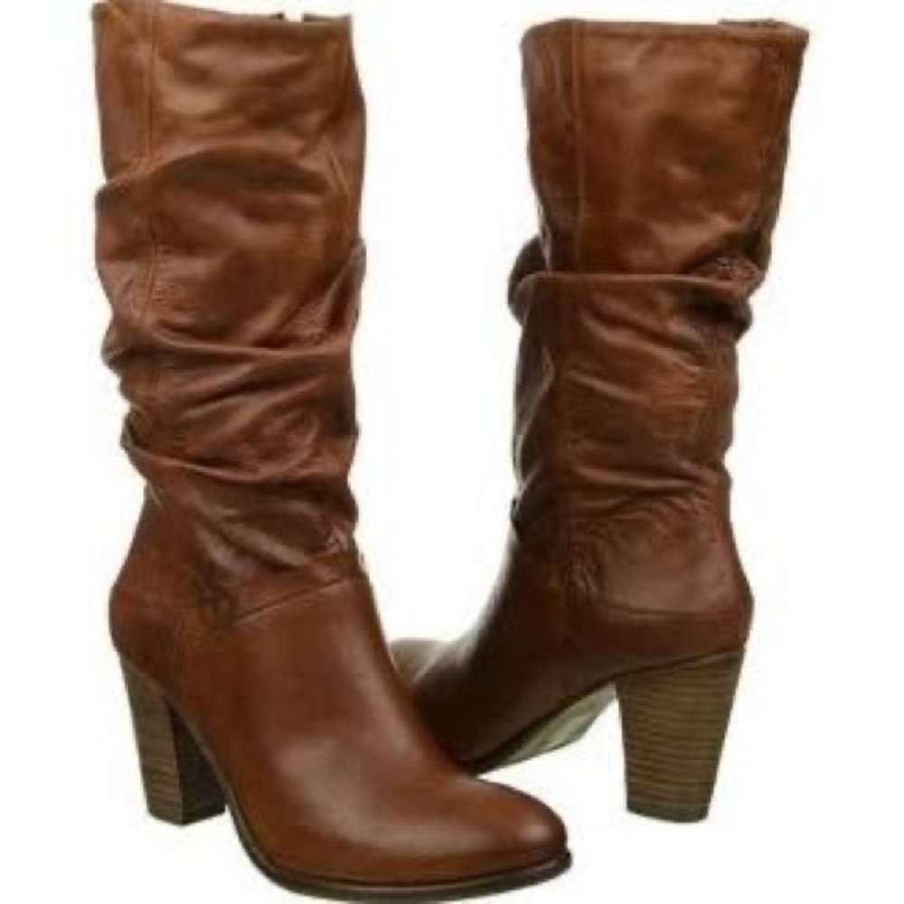 Slouchy leather boots - wide calf fit